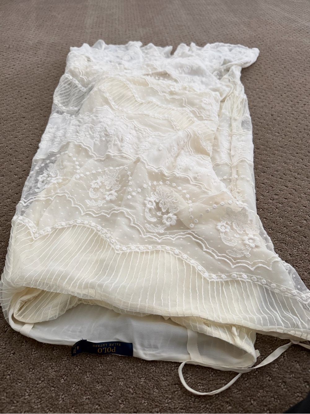 Polo Ralph Lauren Ivory Embroidered Lace Maxi Skirt Size 4 - Picture 10 of 12